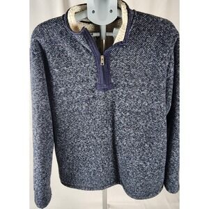 COZY VINTG Orvis Men's Heathered Blue Knit 1/4 Zip Mock Neck Sweater XL